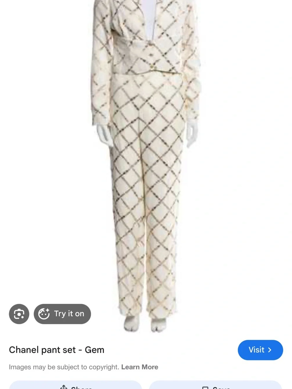 RARE CHANEL RUNWAY 2023/2022A CRUISE 100% SILK & REAL GOLD Sz 38 LIKE NEW PANT